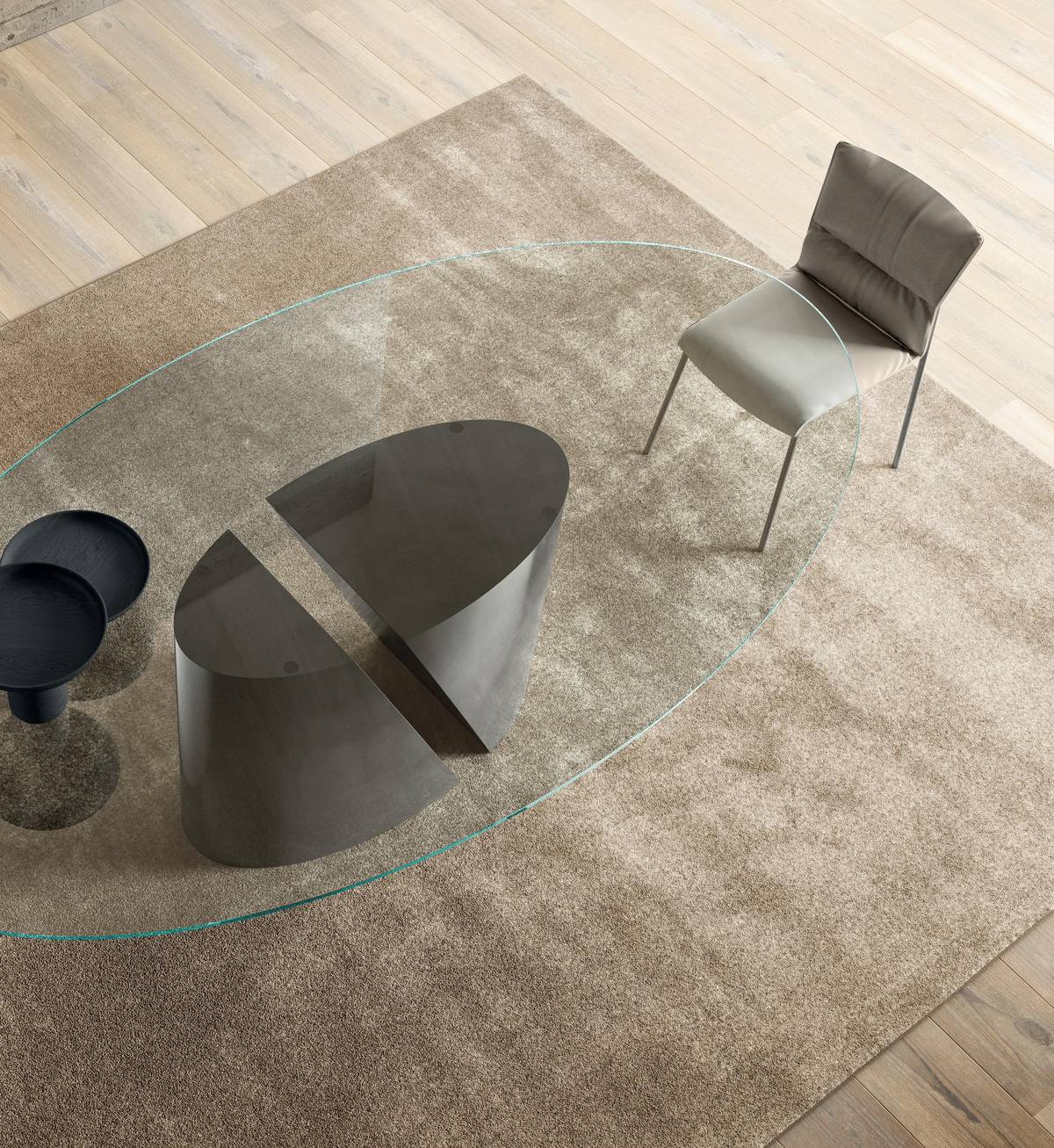 elliptical glass top elegant table | Wadi Table | LAGO elliptical glass top elegant table | Wadi Table | LAGO