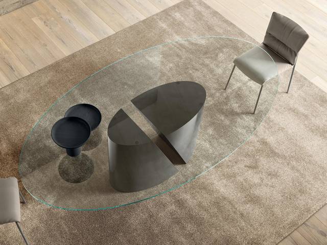 elliptical glass top elegant table | Wadi Table | LAGO