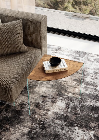 table de canapé en bois et verre | Table Basse Snip | LAGO