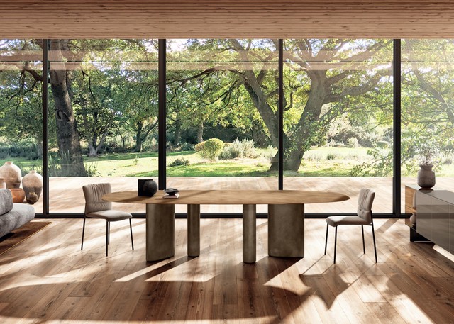 mesa de comedor moderna de cristal | Mesa Hoa | LAGO