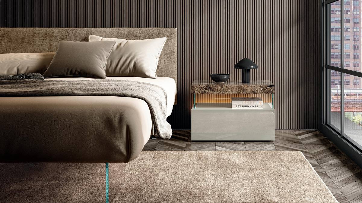contemporary bedroom with bedside table | Air Bedside Table | LAGO