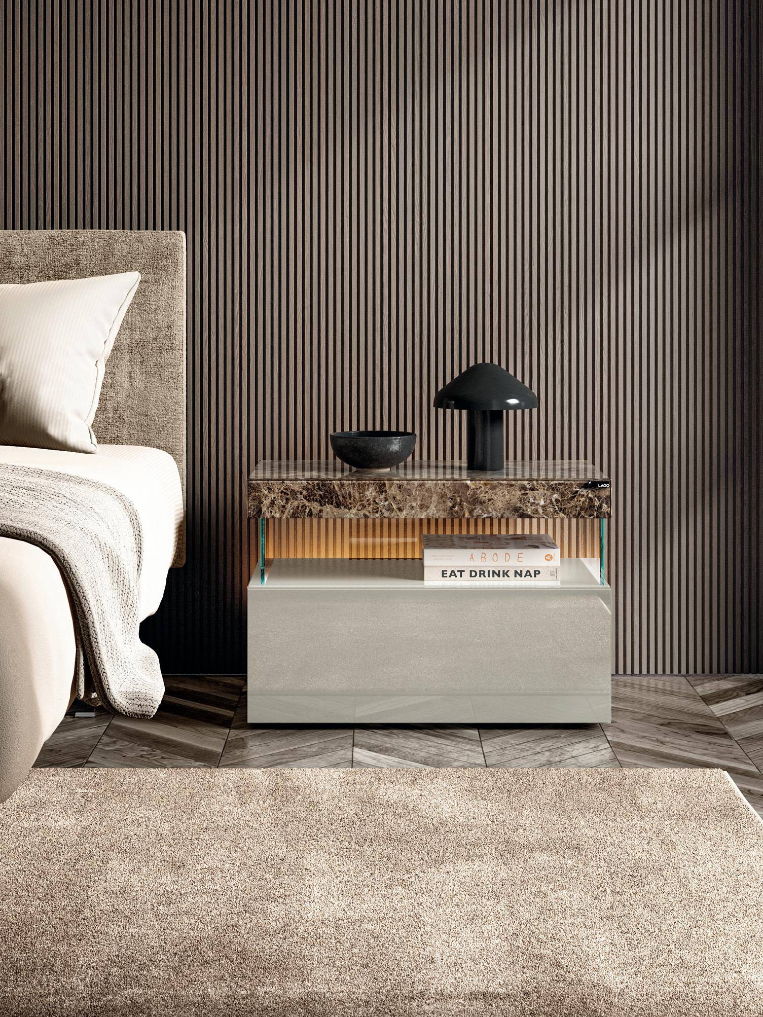 contemporary bedroom with bedside table | Air Bedside Table | LAGO