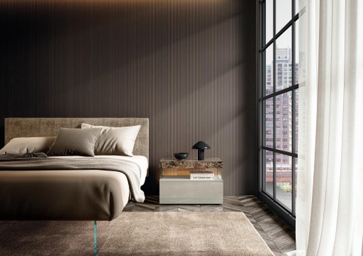 dormitorio contemporáneo con mesilla de noche | Mesita de Noche Air | LAGO