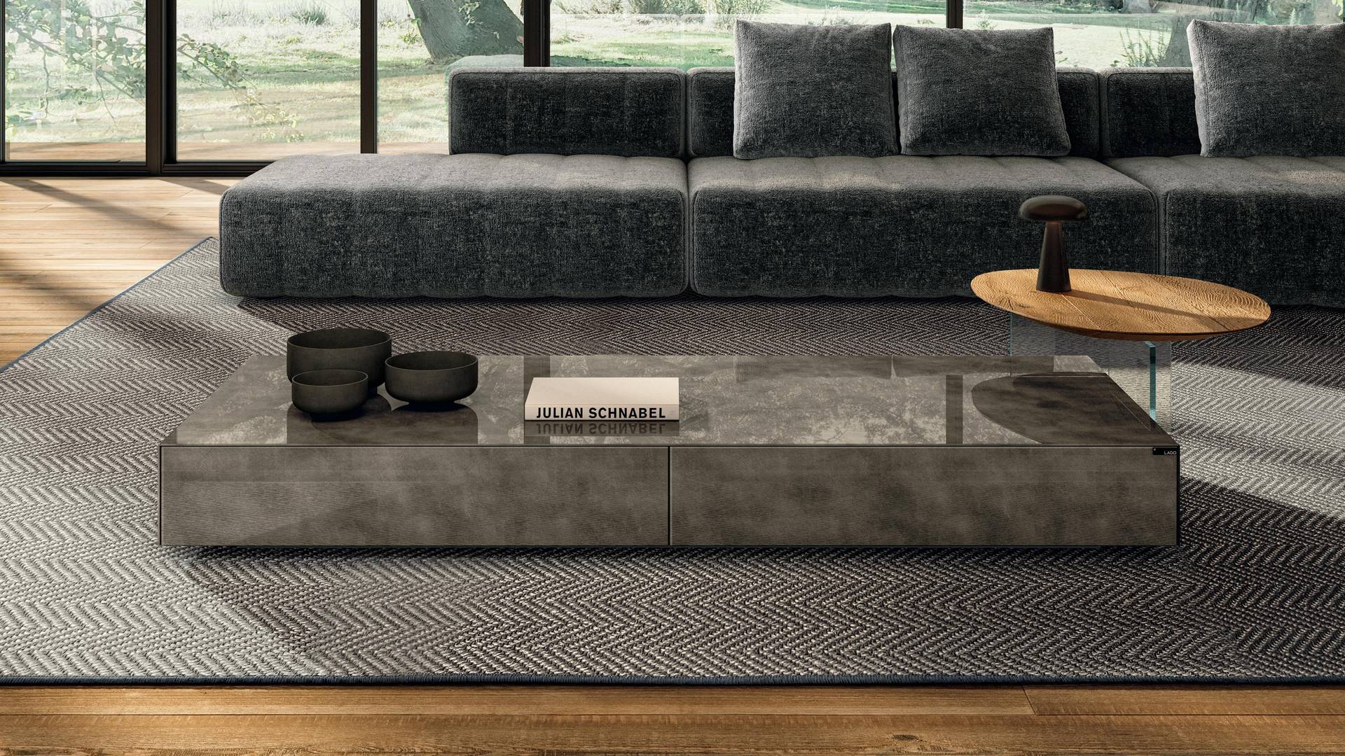 coffee table with glass container | Materia Coffee Table | LAGO