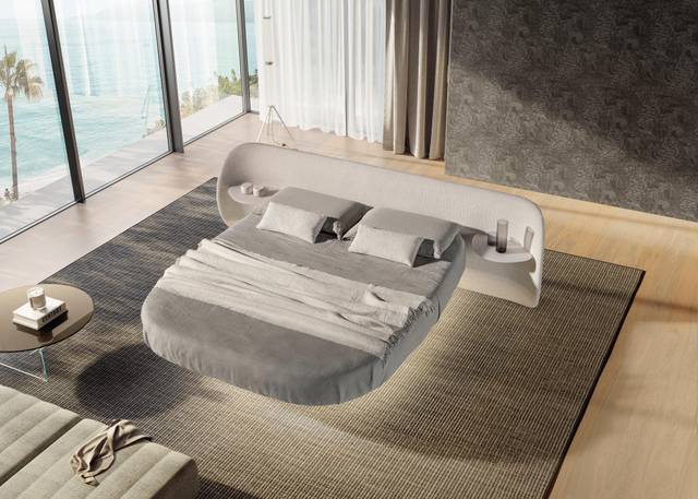 letto rotondo con gambe in vetro | Letto Roundy Air | LAGO