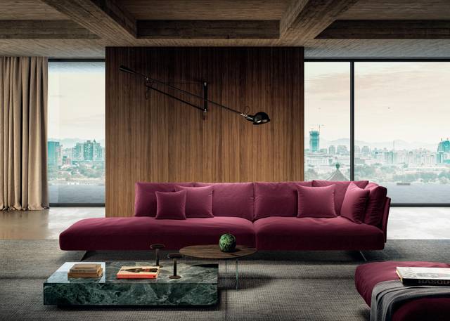elegant sectional sofa with slim backrests | Air Soft Slim Sofa | LAGO 