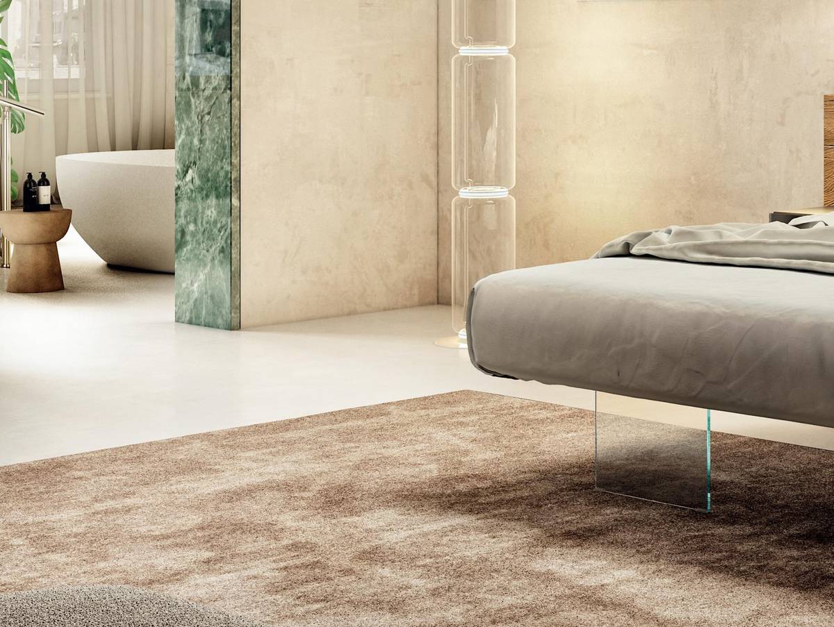 suspended bed with wooden headboard and integrated bedside tables | Air Bed | LAGO suspended bed with wooden headboard and integrated bedside tables | Air Bed | LAGO