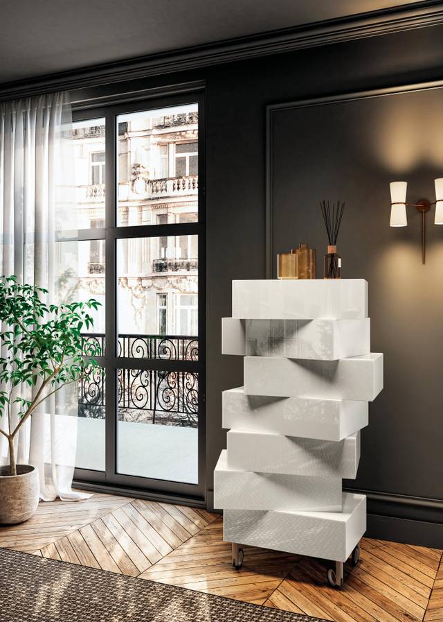 white chest of drawers with wheels for bedroom | Morgana chest of drawers | LAGO white chest of drawers with wheels for bedroom | Morgana chest of drawers | LAGO