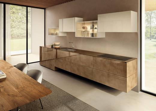 cucina lineare di design in vetro | Cucina 36e8 | LAGO