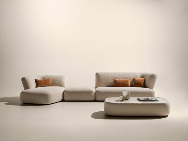 modular beige sofa with coffee table | Londy Sofa | LAGO