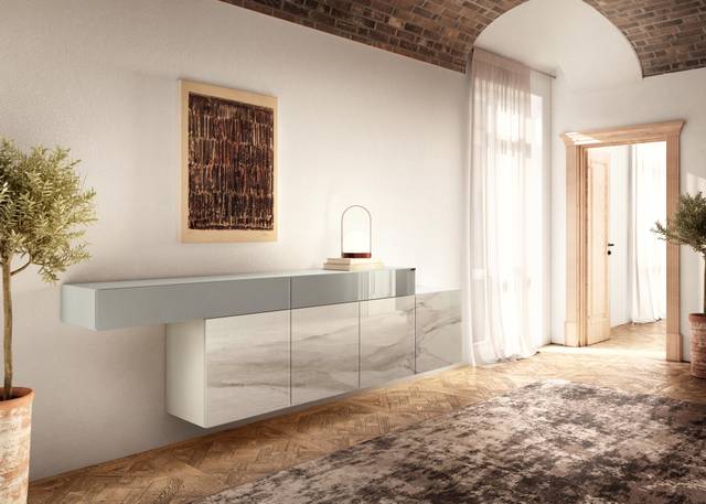 madia a muro in marmo xglass chiaro | Madia 36e8 | LAGO
