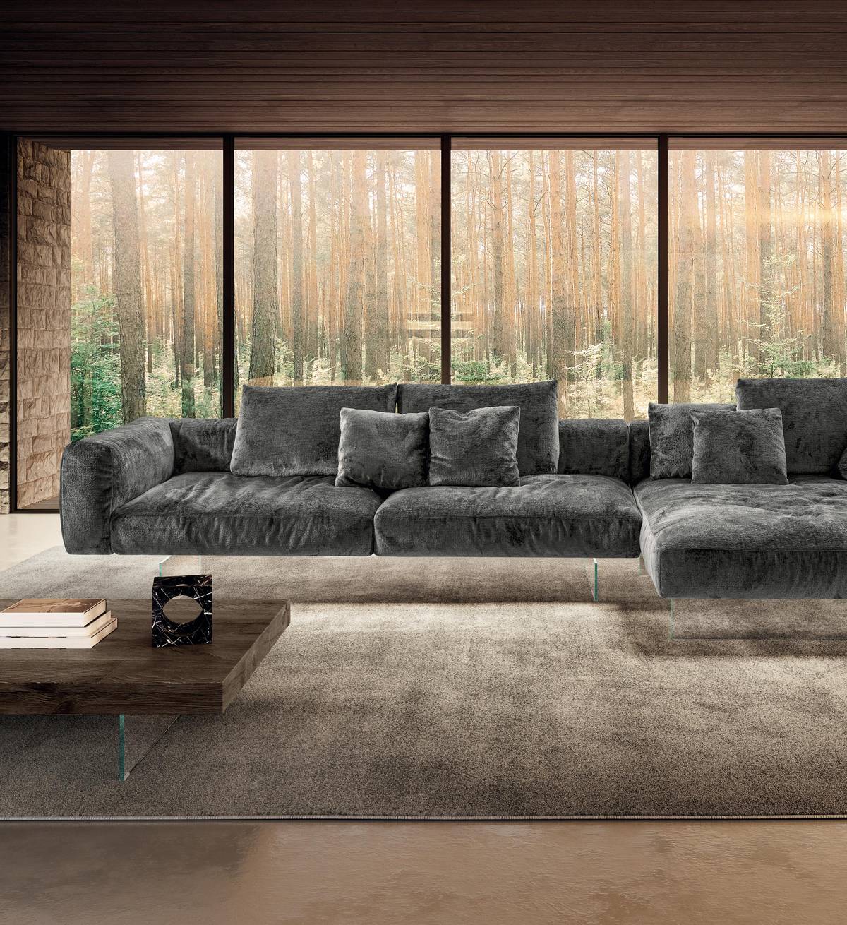 sofa with glass supports | Air Soft Sofa | LAGO sofa with glass supports | Air Soft Sofa | LAGO