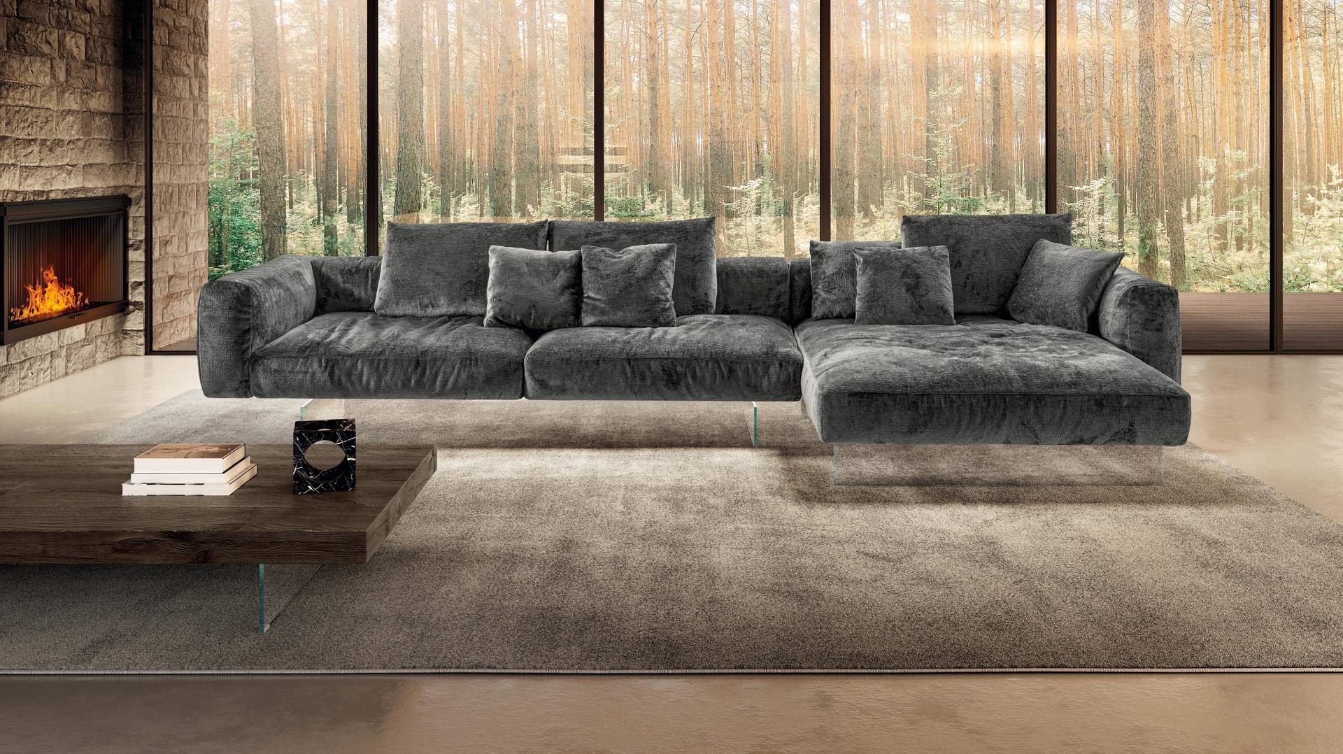 sofa with glass supports | Air Soft Sofa | LAGO sofa with glass supports | Air Soft Sofa | LAGO