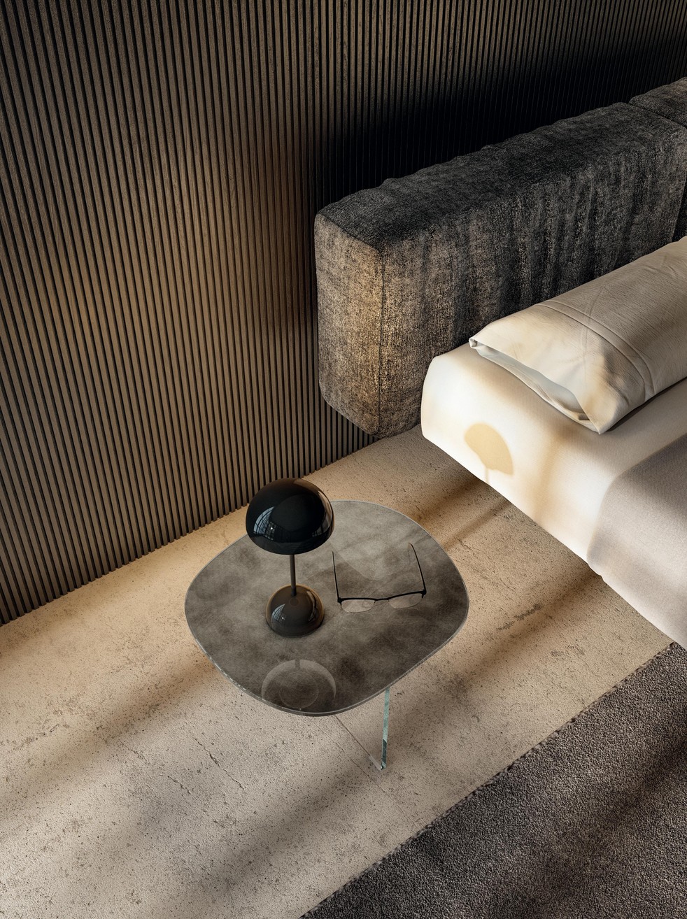 table de nuit en verre suspendue | Table de Chevet Pleasure | LAGO