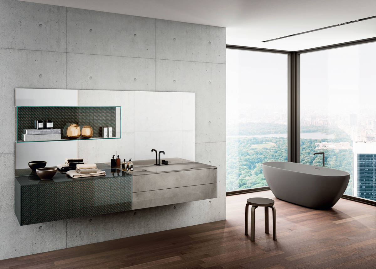 meuble lavabo gris et vert pour salle de bain | Lavabo 36e8 | LAGO meuble lavabo gris et vert pour salle de bain | Lavabo 36e8 | LAGO