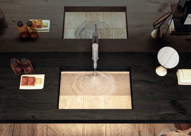 wood and glass basin | Depth Basin | LAGO