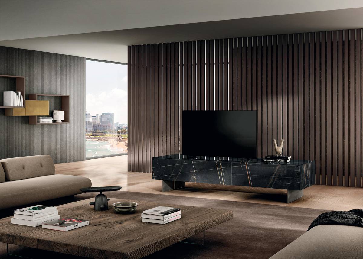 living room with designer tv units | Materia Tv Unit | LAGO