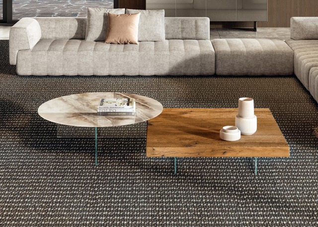 Wood and glass coffee tables for the living room | Air Round Coffee Table | LAGO