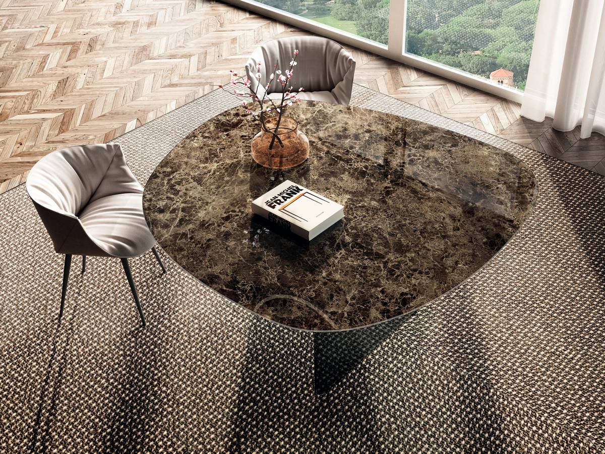 table design en marbre xglass marron | Table Air Soft | LAGO