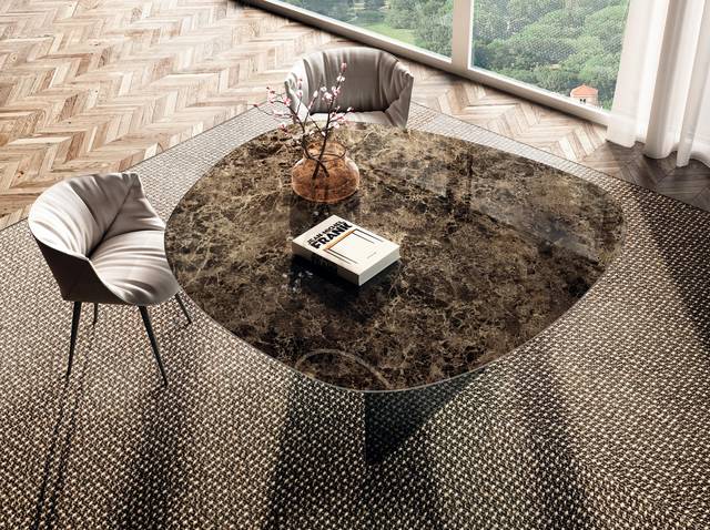 mesa diseño marmol xglass marron | Mesa Air Soft | LAGO