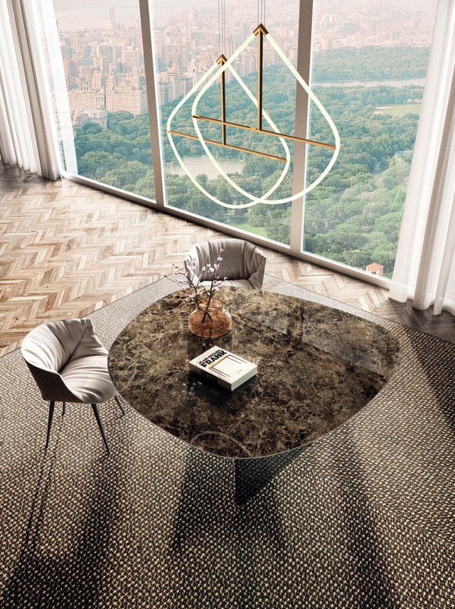 table design en marbre xglass marron | Table Air Soft | LAGO