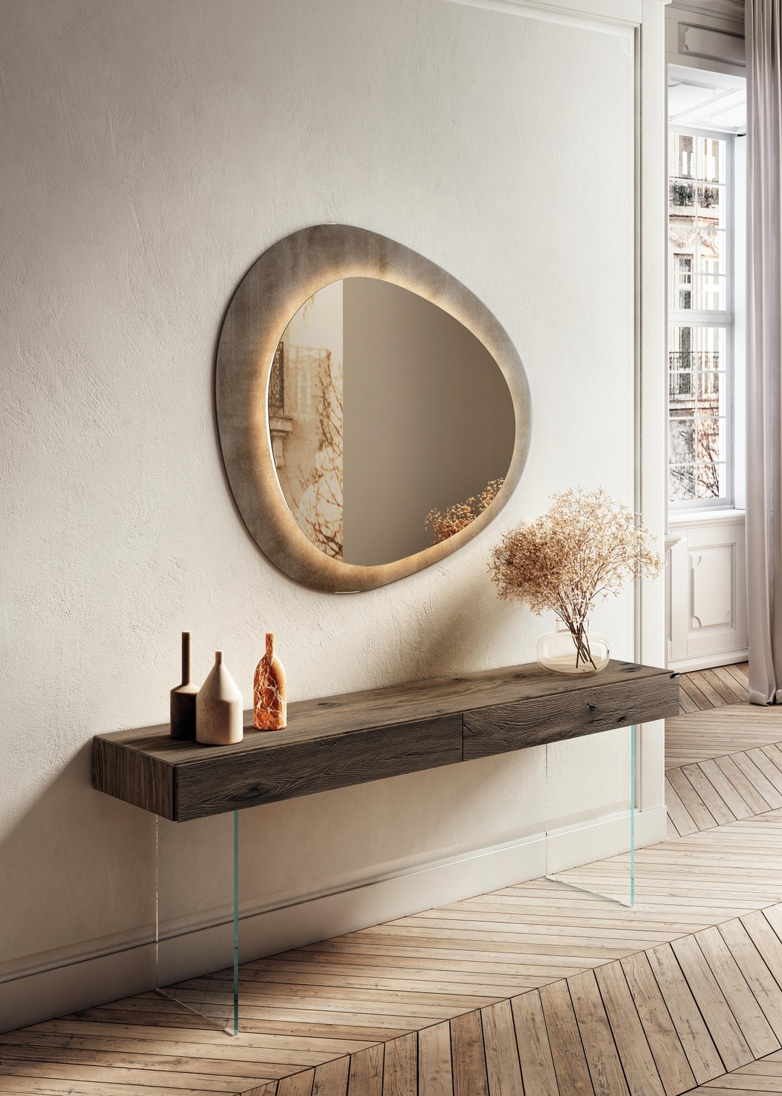 consolle con specchio in legno e vetro | Consolle 36e8 | LAGO