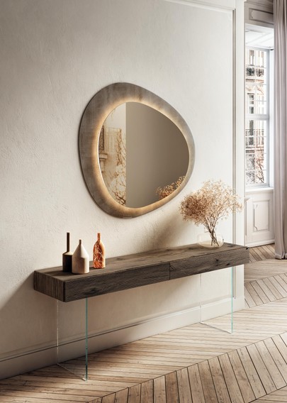console table with mirror in wood and glass | Console 36e8 | LAGO