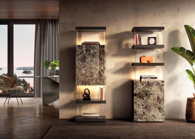 xglass marble design bookcases | Air Bookshelf | LAGO