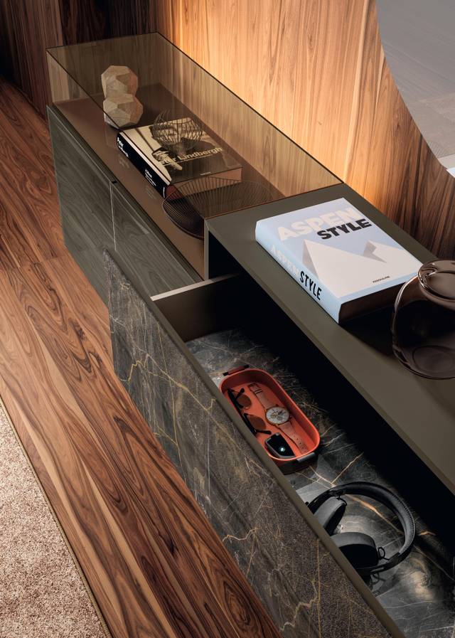 marble sideboard drawer opening detail | 36e8 Glass Sideboard | LAGO marble sideboard drawer opening detail | 36e8 Glass Sideboard | LAGO
