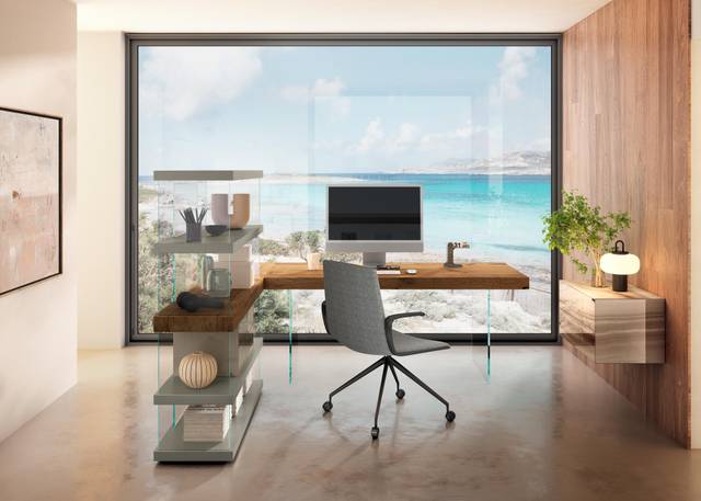 libreria sospesa con scrivania angolare in legno | Home Office | LAGO libreria sospesa con scrivania angolare in legno | Home Office | LAGO