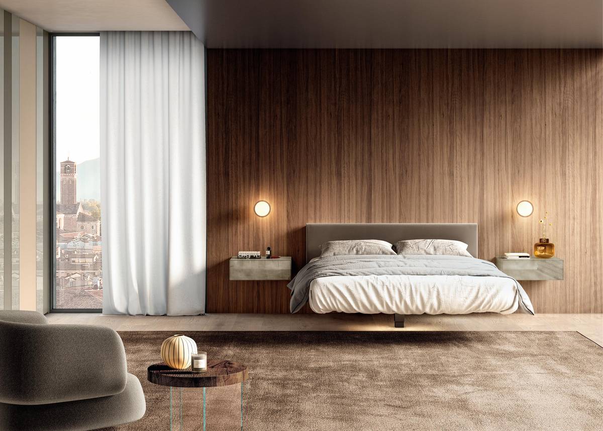 letto sospeso con comodini a parete | Letto Fluttua | LAGO letto sospeso con comodini a parete | Letto Fluttua | LAGO