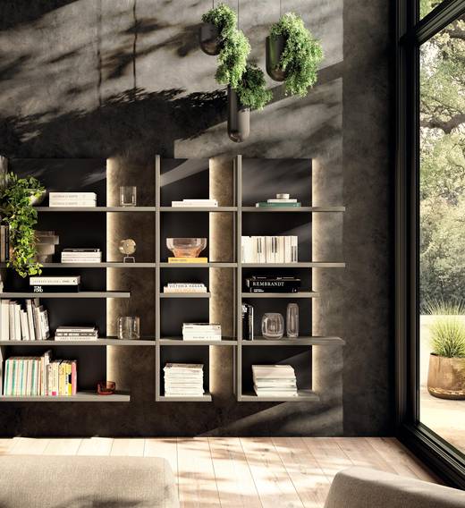 white wall-mounted modular bookcase | Pentagram Shelving | LAGO