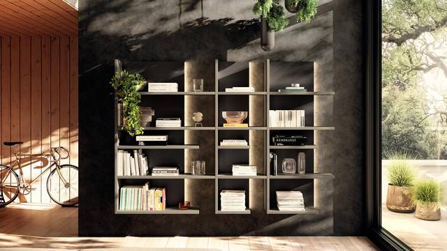 white wall-mounted modular bookcase | Pentagram Bookshelf | LAGO