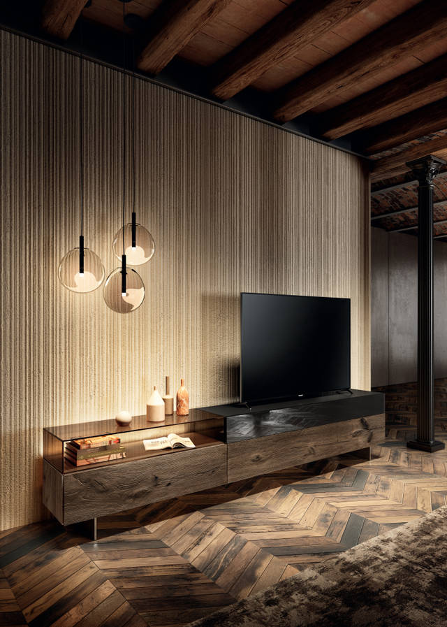 wood and glass TV unit | 36e8 Glass Tv Unit| LAGO