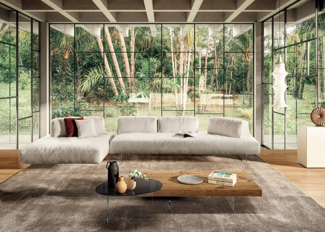 white sofa with chaise longue | Air Soft Free Sofa | LAGO