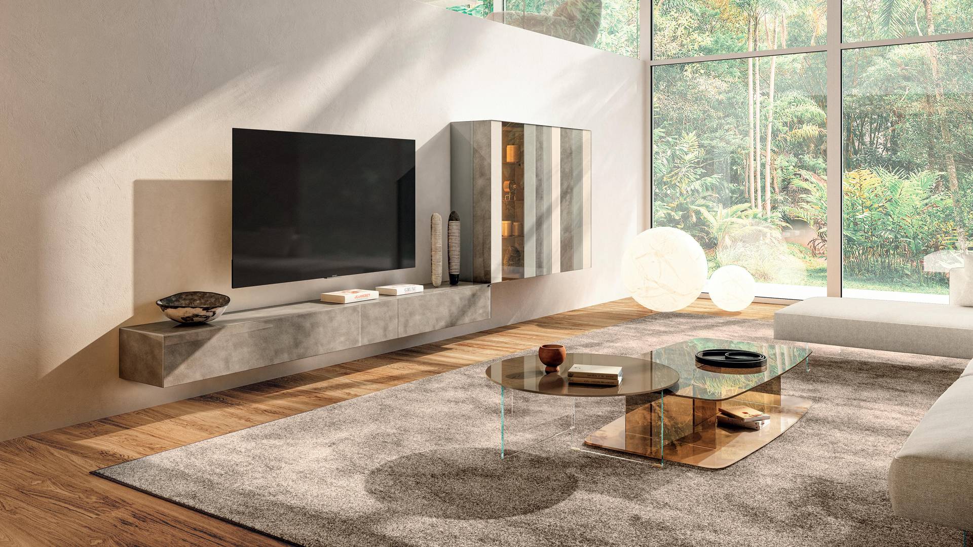  Sala de estar moderna con pared equipada | Pared Equipada N.O.W. | LAGO