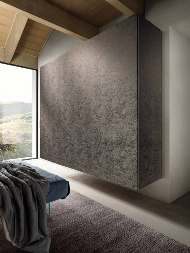 black wall-mounted fabric wardrobe | Et Voilà Wardrobe | LAGO