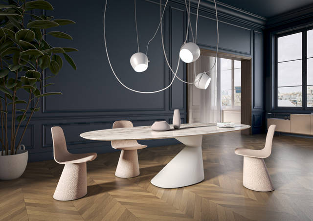 white marble table | Chapeau Table | LAGO