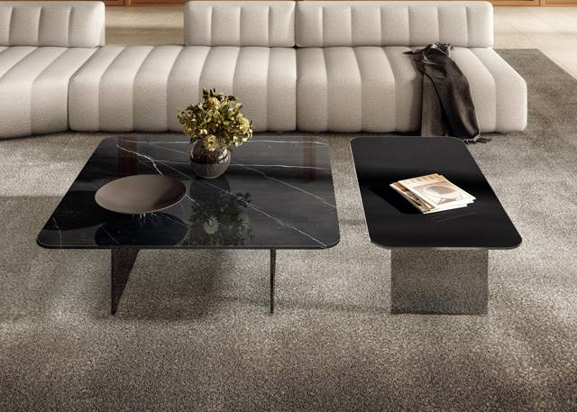 glass coffee table with marble grain | Air Soft Coffee Table | LAGO