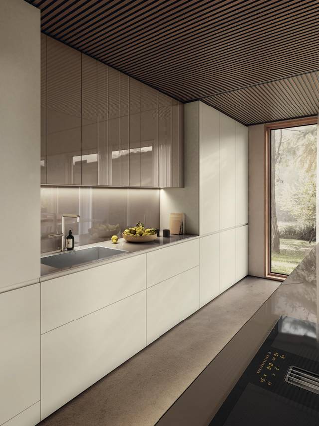 cucina lineare beige e bianca |Cucina N.O.W. | LAGO cucina lineare beige e bianca |Cucina N.O.W. | LAGO