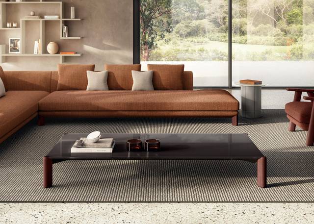 tavolino per soggiorno in legno e vetro | Tavolino Correr Slim | LAGO