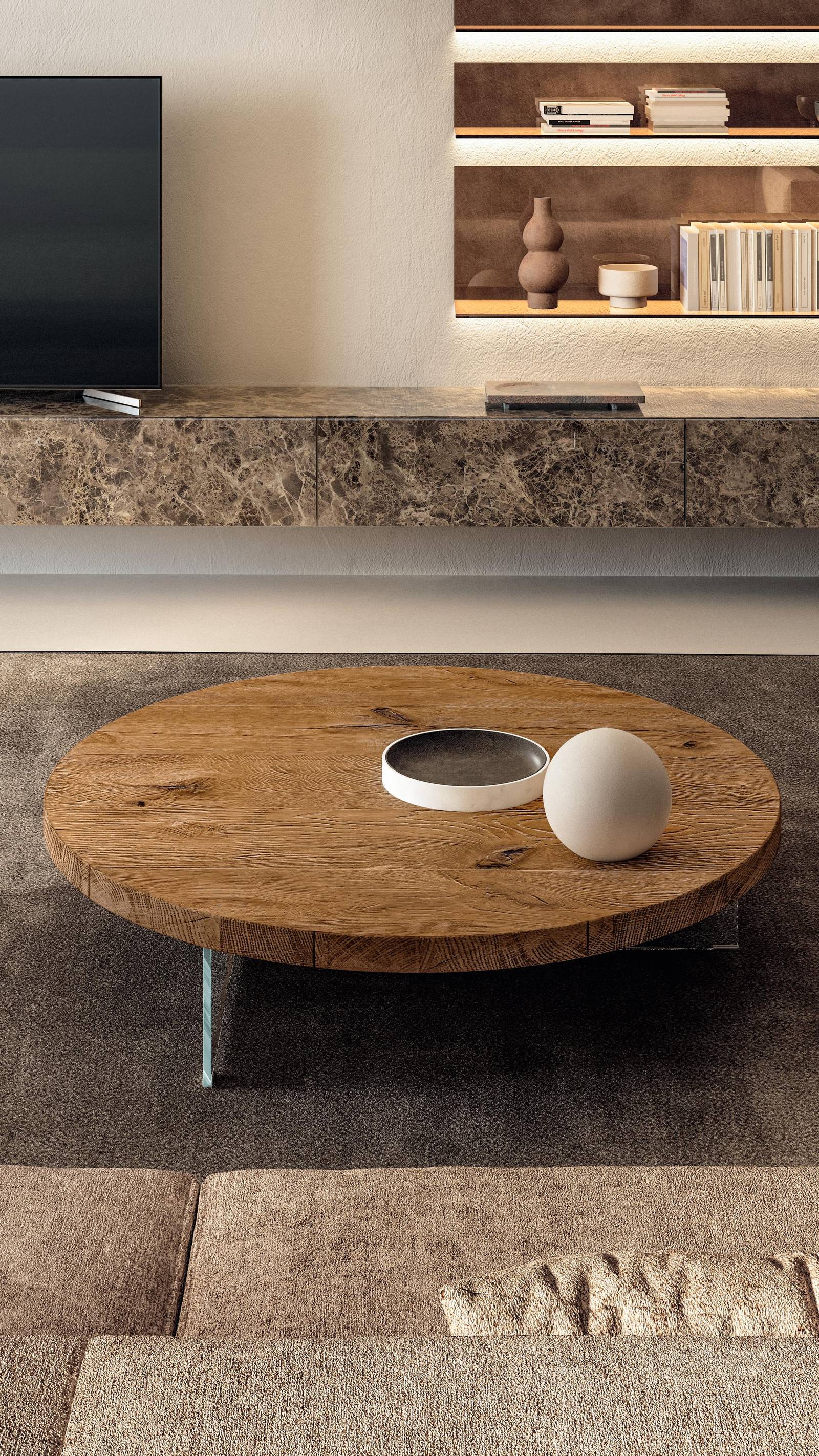 table basse ronde en bois et verre pour salon | Table Basse Ronde Air | LAGO table basse ronde en bois et verre pour salon | Table Basse Ronde Air | LAGO