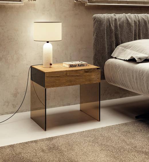 comodino design in legno e vetro | Comodino Class | LAGO comodino design in legno e vetro | Comodino Class | LAGO