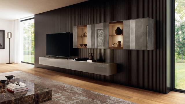 grey living room wall unit with display cabinets | N.O.W. Wall Unit | LAGO grey living room wall unit with display cabinets | N.O.W. Wall Unit | LAGO