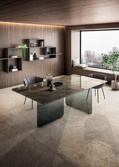 mesa de cristal con forma de diseño moderno | Mesa Air Soft | LAGO