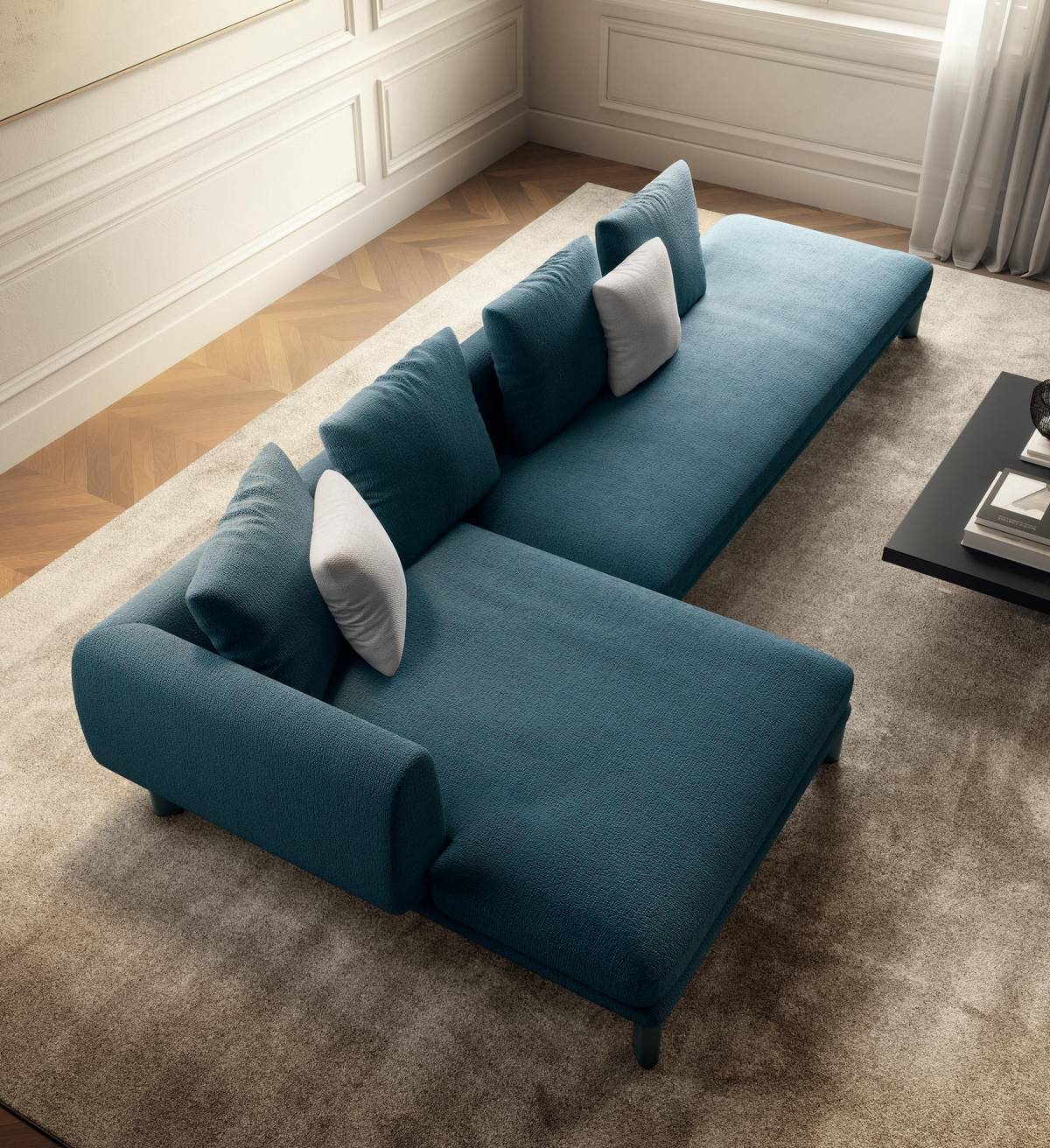 blue fabric sofa with peninsula | Altana Sofa | LAGO blue fabric sofa with peninsula | Altana Sofa | LAGO