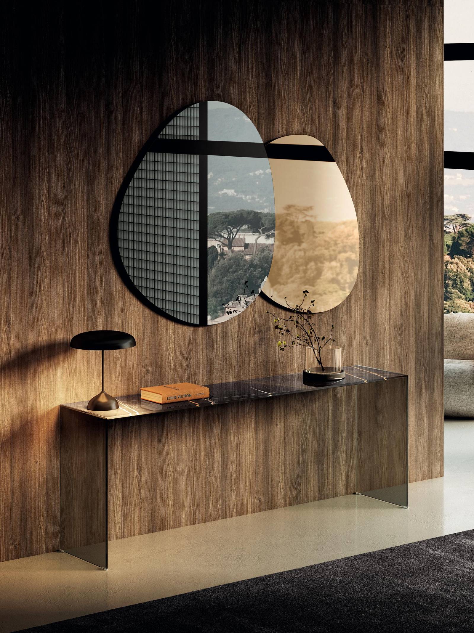 console moderne en verre avec miroir | Console Fine | LAGO console moderne en verre avec miroir | Console Fine | LAGO