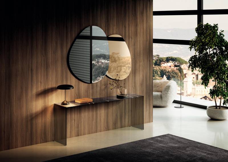 console moderne en verre avec miroir | Console Fine | LAGO