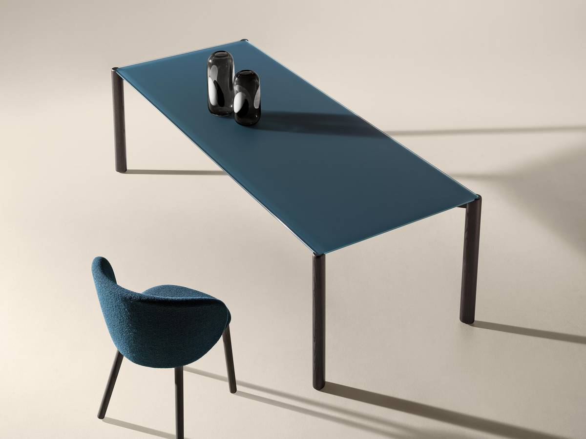 glass table with wooden legs | Correr Slim Table | LAGO glass table with wooden legs | Correr Slim Table | LAGO