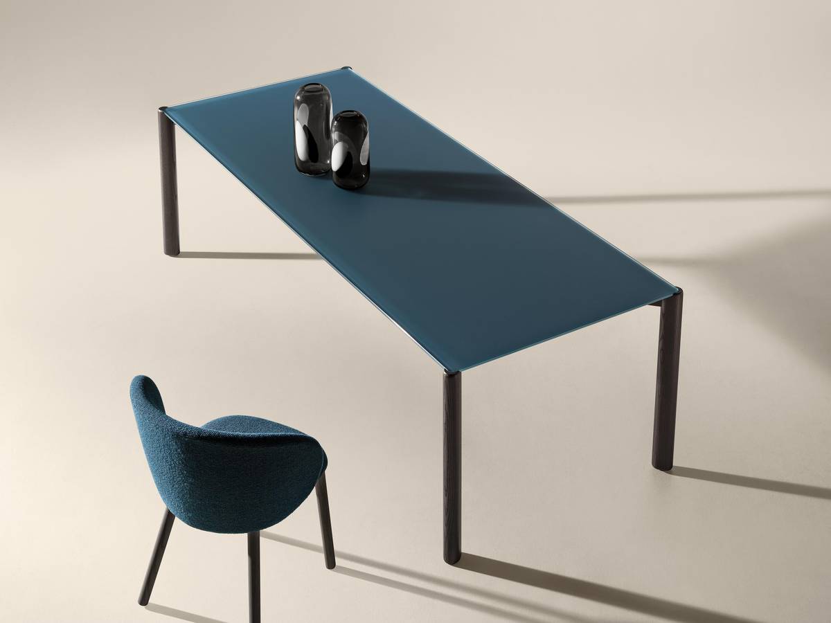 mesa de cristal con patas de madera | Mesa Correr Slim | LAGO mesa de cristal con patas de madera | Mesa Correr Slim | LAGO